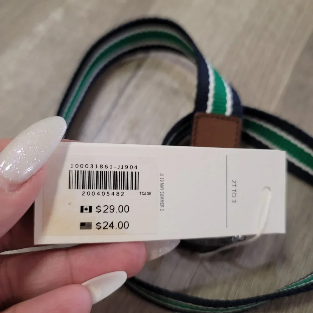 Janie and Jack NWT striped blue and green boys belt size 2t-3